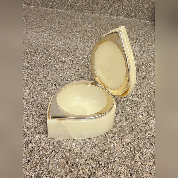 Vintage Hand Painted Alabaster Teardrop Jewelry Trinket Box - Picture 4 of 5